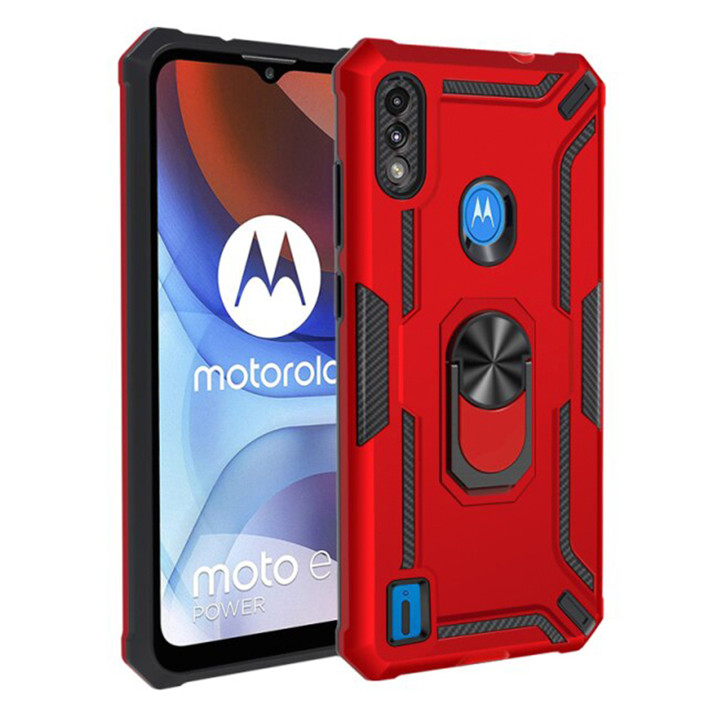 FUNDA CASE PARA REALME C21Y HOLDER PARANTE CON ANILLO ANTISHOCK ROJO