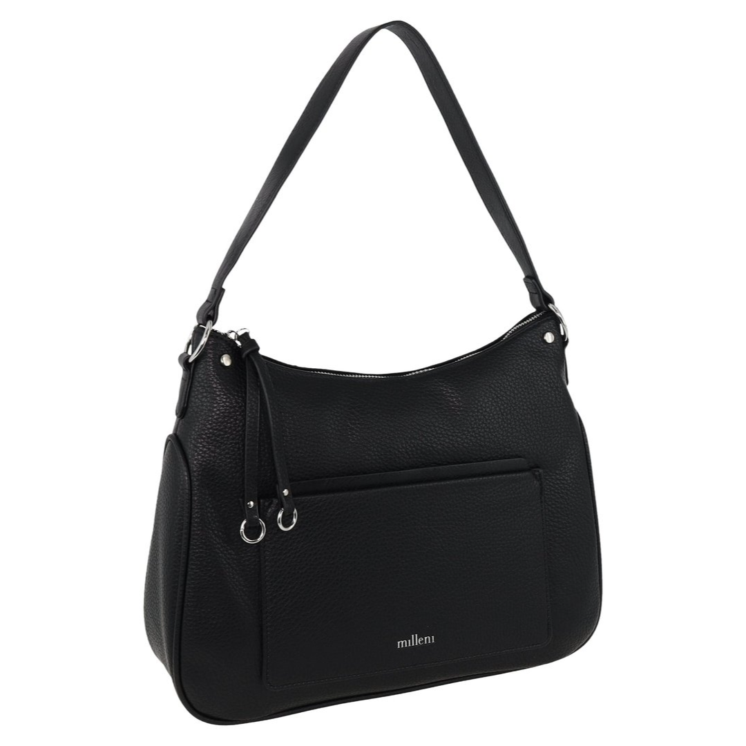 Milleni Women's Handbag Vegan Leather Contemporary Fashion Tote Bag (Black)