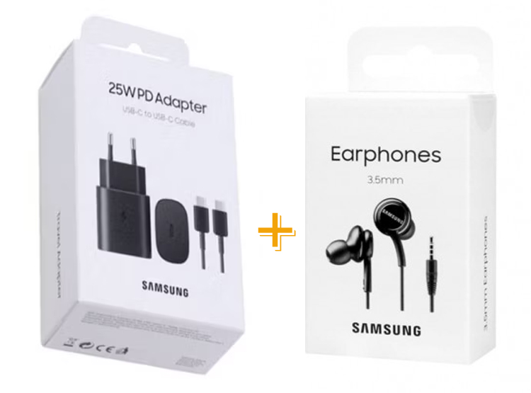 CARGADOR SAMSUNG 25W EU + AUDIFONO IA500 JACK 3.5MM ORIGINAL