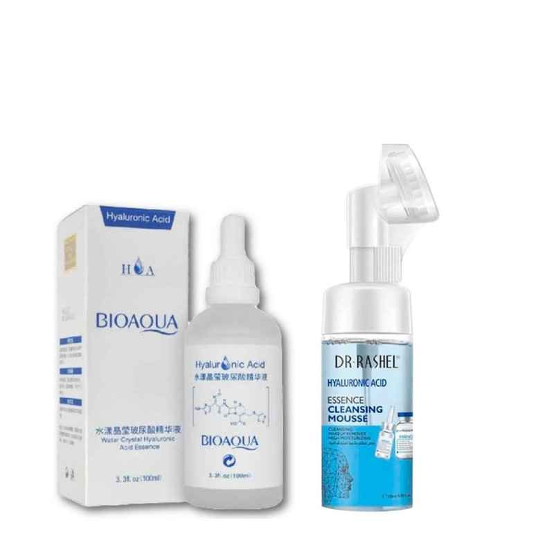 SERUM ÁCIDO HIALURÓNICO 100 ML - BIOAQUA + LIMPIADOR DE ACIDO HIALURONICO - DESMAQUILLADOR DR RASHEL