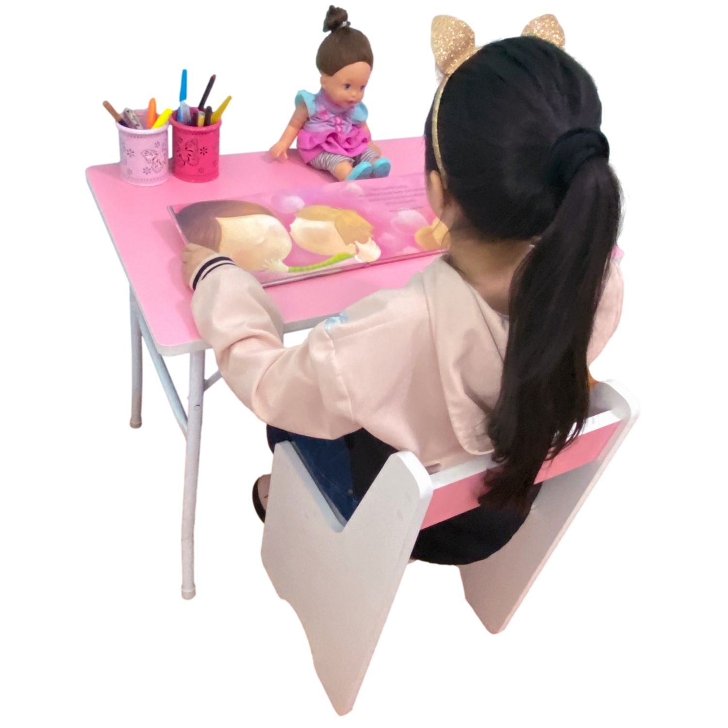 SET MESA+SILLA INFANTIL MODELO FLEX 65CM 5-9 AÑOS COLOR ROSADO