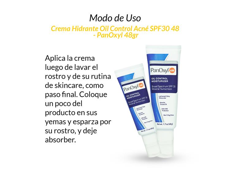 CREMA HIDRANTE OIL CONTROL ACNÉ SPF30 48 GR - PANOXYL AM 3 UNIDADES