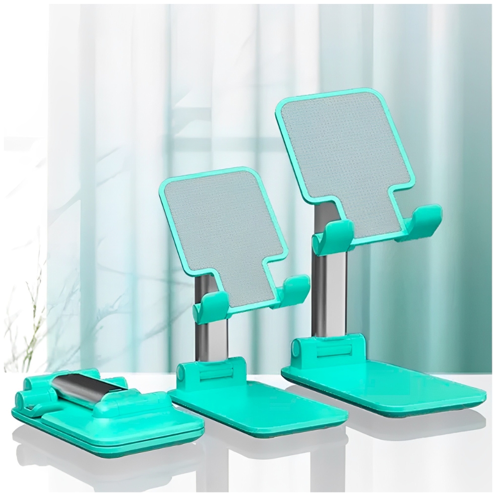 SOPORTE DE CELULAR AJUSTABLE PLEGABLE PARA ESCRITORIO VERDE C07