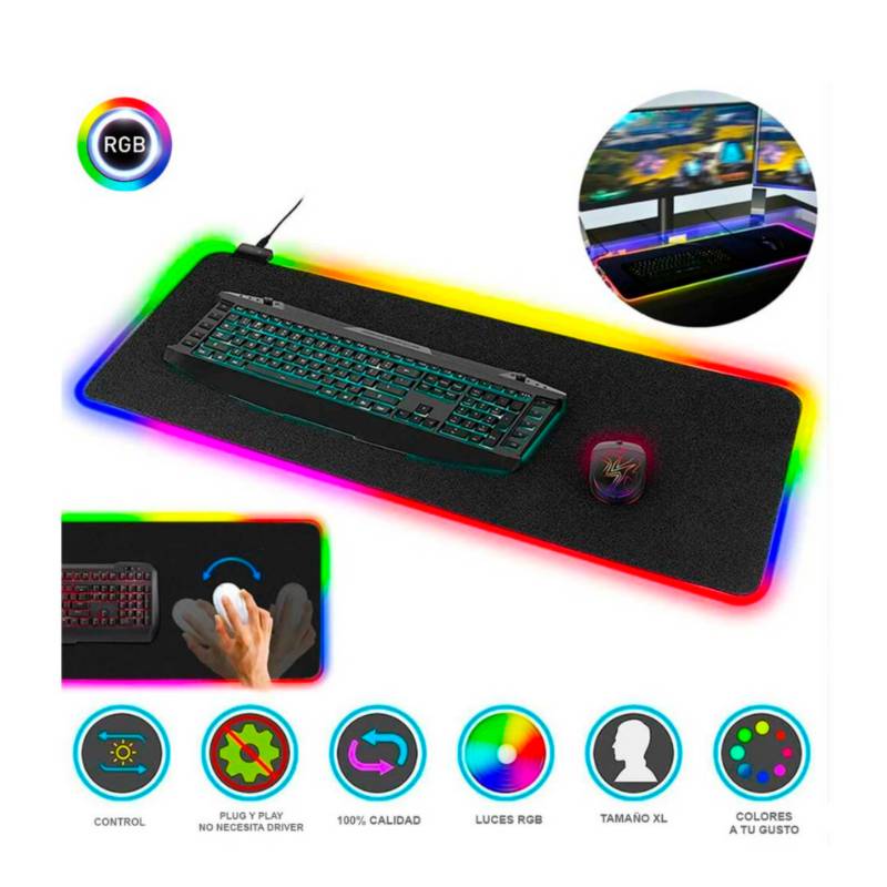 PAD MOUSE GAMING RGB CON SWITCH DE CAMBIO ALFOMBRILLA PC 30X80X04CM