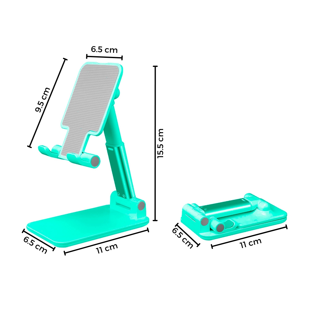 SOPORTE DE CELULAR AJUSTABLE PLEGABLE PARA ESCRITORIO VERDE C07