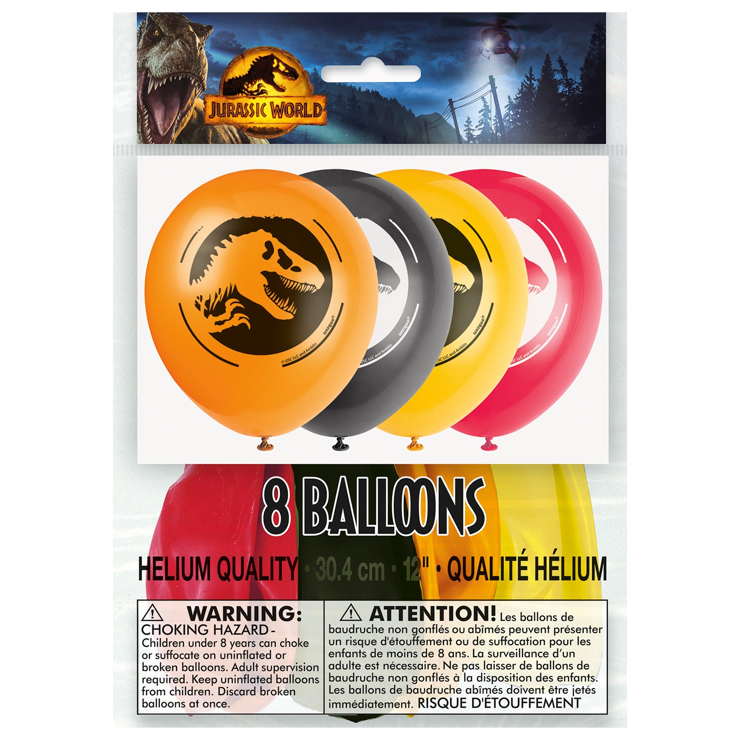 Jurassic World Dominion Latex Party Balloons &lbrack;8 Per Pack&rsqb;