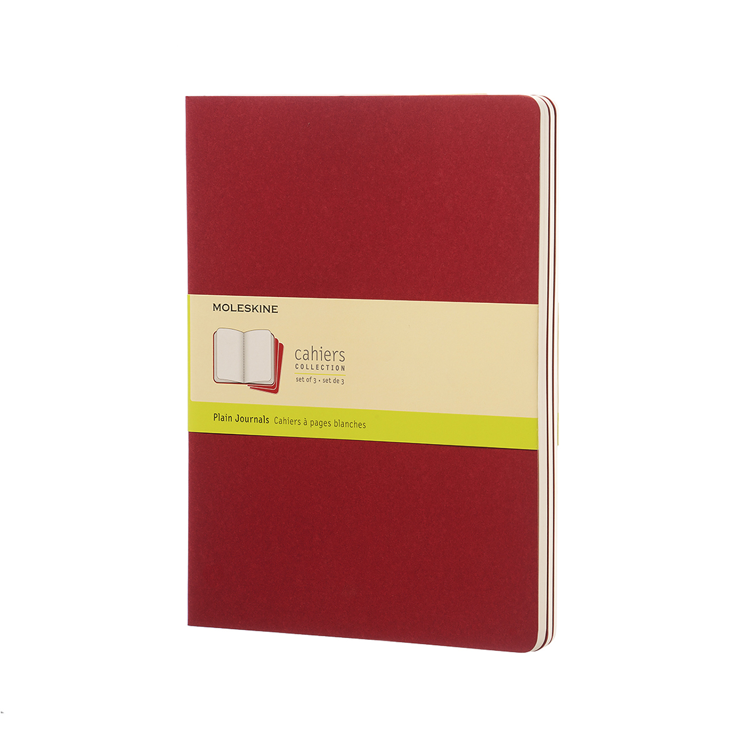 Moleskine Plain Cahier Notebook X-Large (Cranberry Red) [3-Pieces]