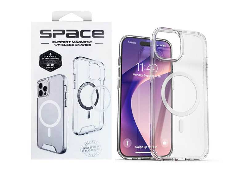 CASE SPACE MAGSAFE PARA IPHONE 15 - TRANSPARENTE