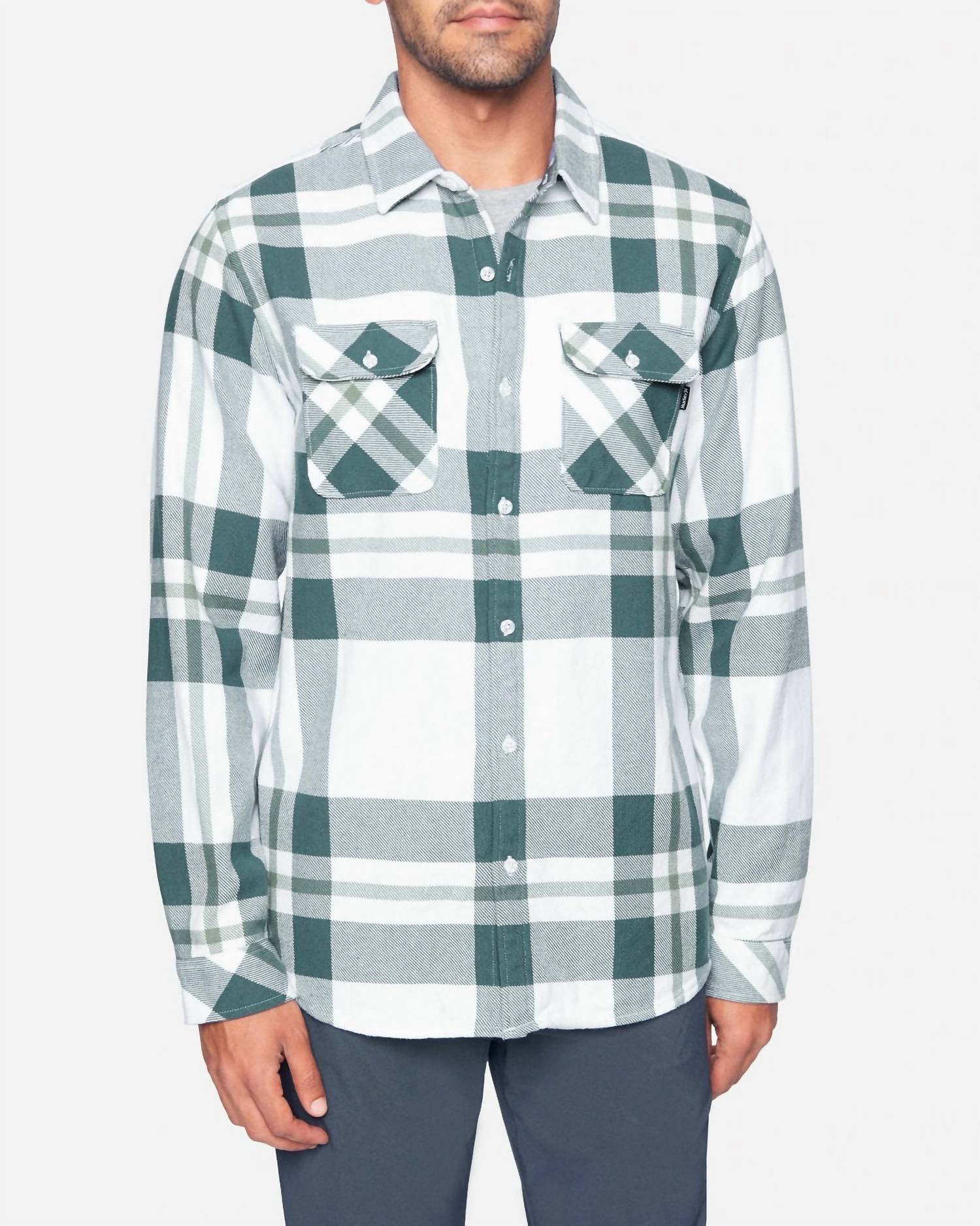 Hurley Santa Cruz Heavy Weight Flannel Shirt In Pure Platinum