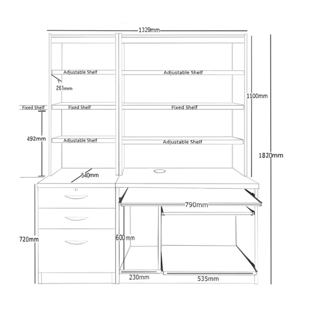 ESCRITORIO ESTANTE MODERNO ROKUTA NEGRO RYR MUEBLES