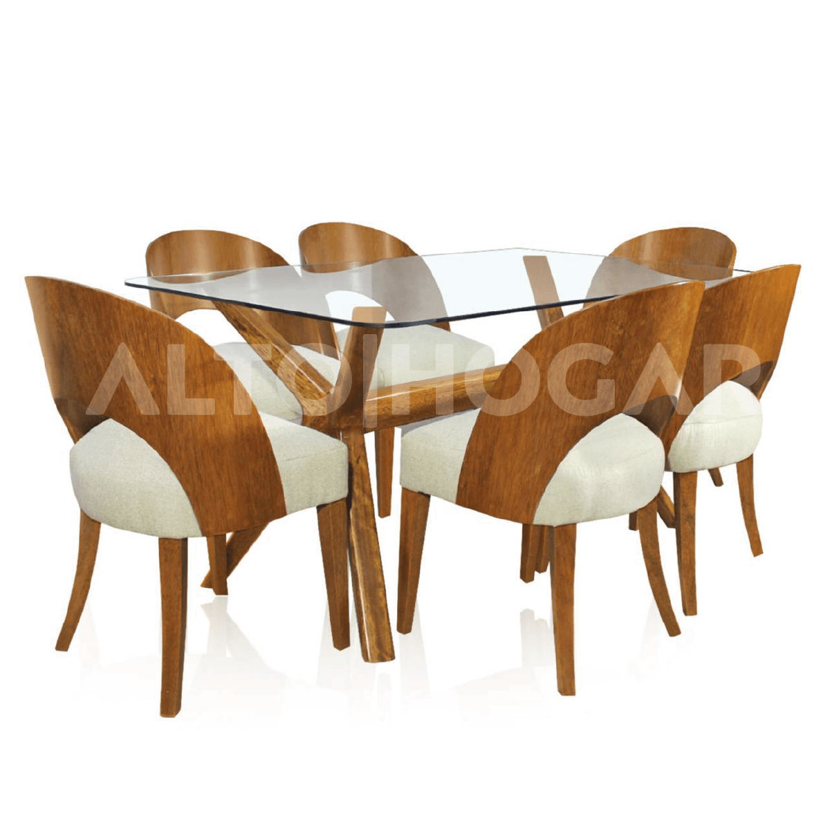 JUEGO DE COMEDOR ALTO HOGAR 6 SILLAS TAIMYS BEIGE