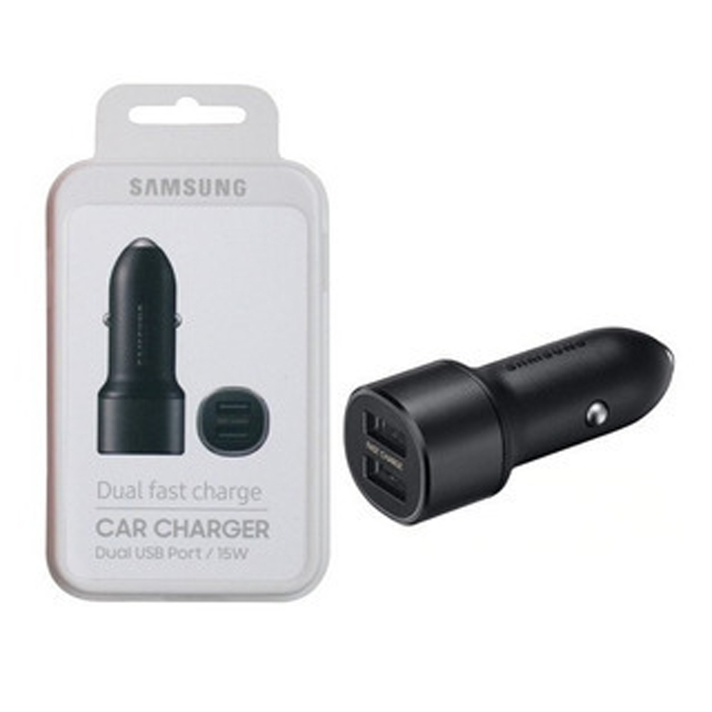 CARGADOR DE AUTO SAMSUNG CAR CHARGER 15W DUAL FAST CHARGE NEGRO