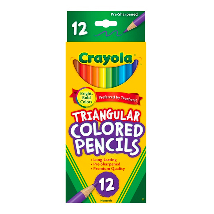 12pc Crayola Full Size Triangular Coloured Pencils 3+