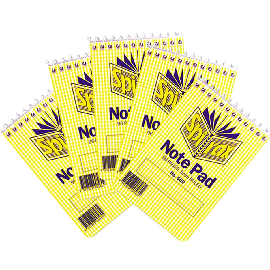 Spirax 560 Notebook Spiral Bound Top Opening 96 Page 112x77mm Pack 5