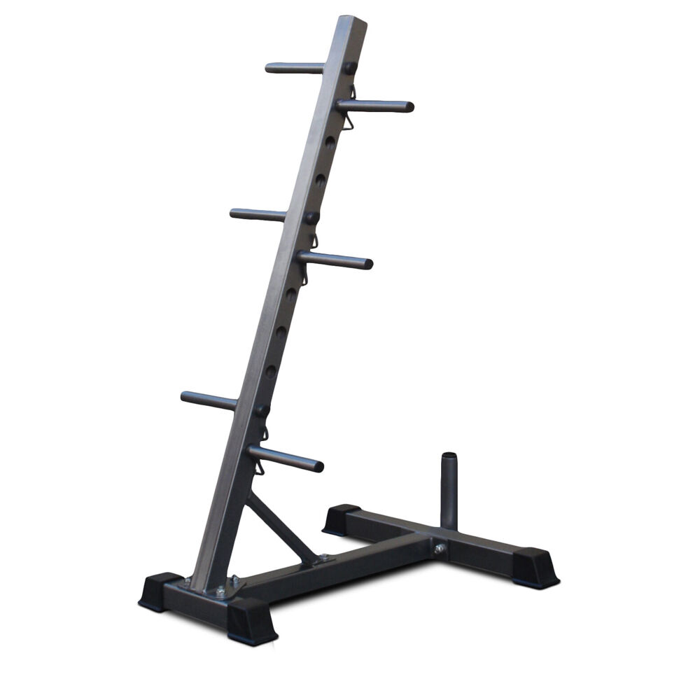 Bodyworx Standard Weight Plate Tree Rack with Bar Holder Home Gym Storage 73x113cm