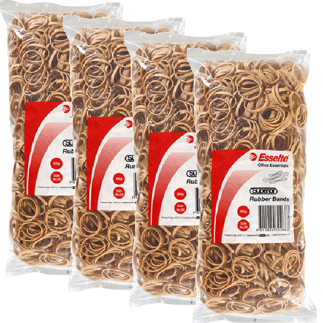 Esselte Superior Rubber Bands Size No.28 500gm Bag Pack 4 BULK