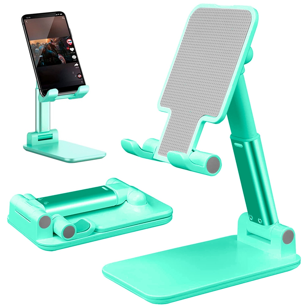 SOPORTE DE CELULAR AJUSTABLE PLEGABLE PARA ESCRITORIO VERDE C07