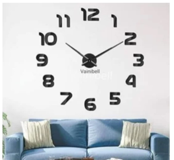 RELOJ DE PARED DECORATIVO 3D NEGRO