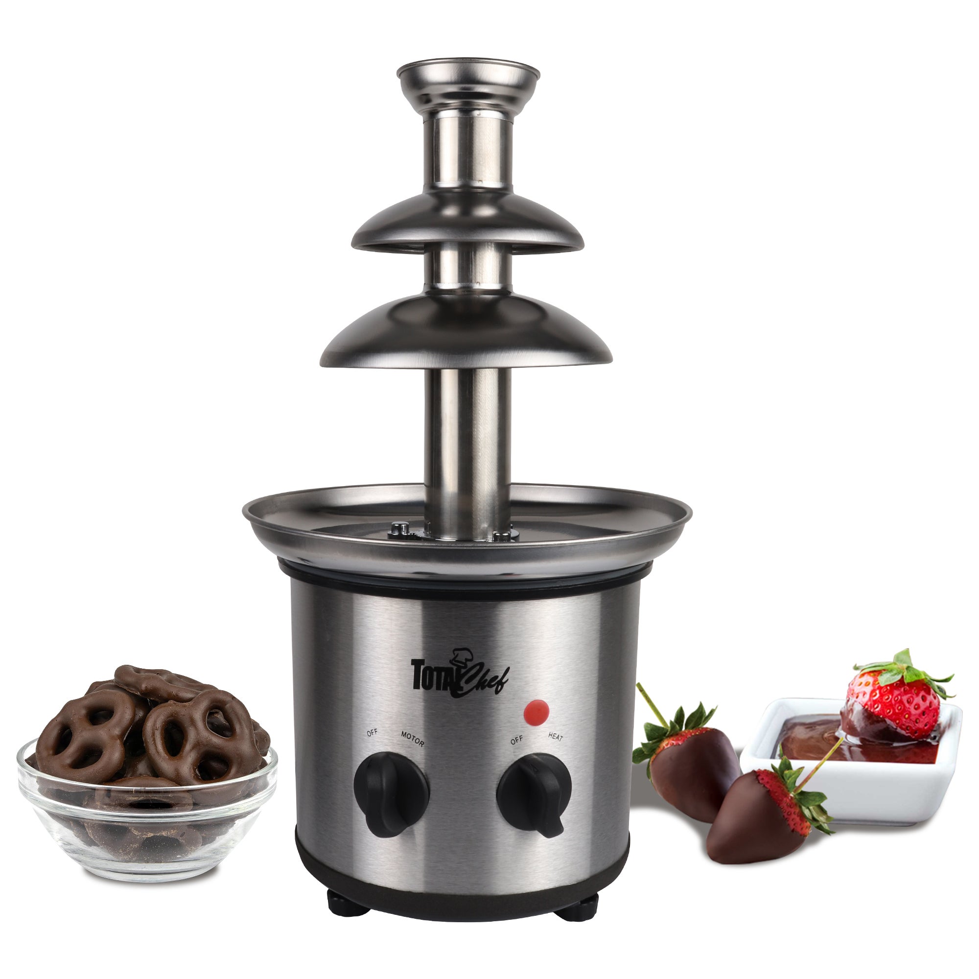 Total Chef 3 Tier Chocolate Fondue Fountain 680g Capacity, Stainless Steel