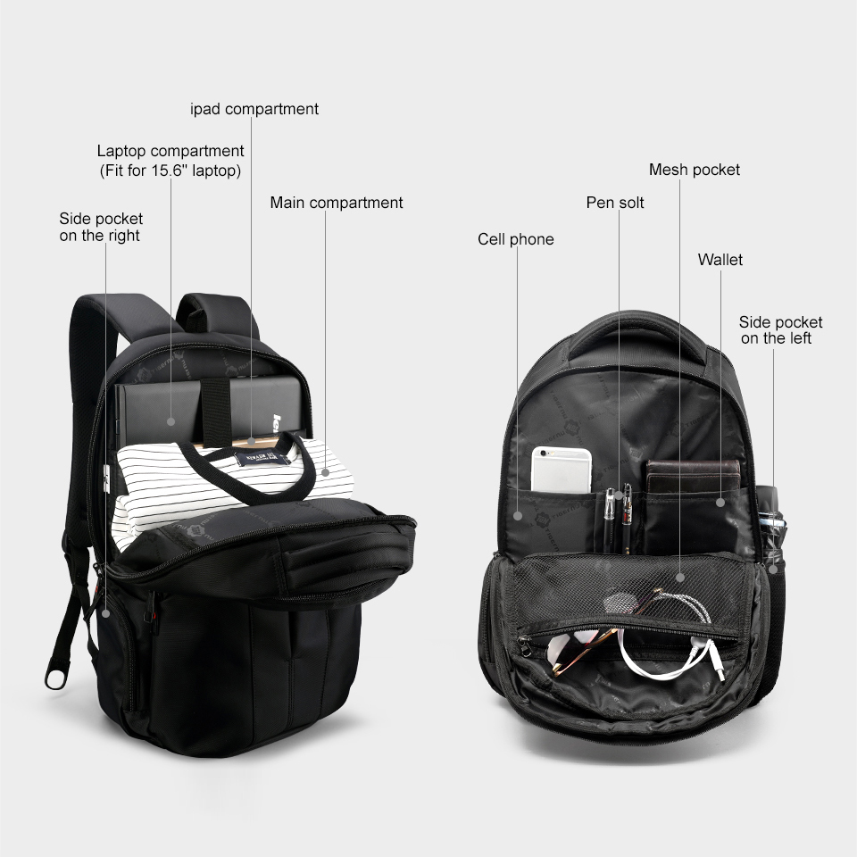 MOCHILA HOMBRE TIGERNU T-B3105A LAPTOP VIAJE ANTIRROBO NEGRO