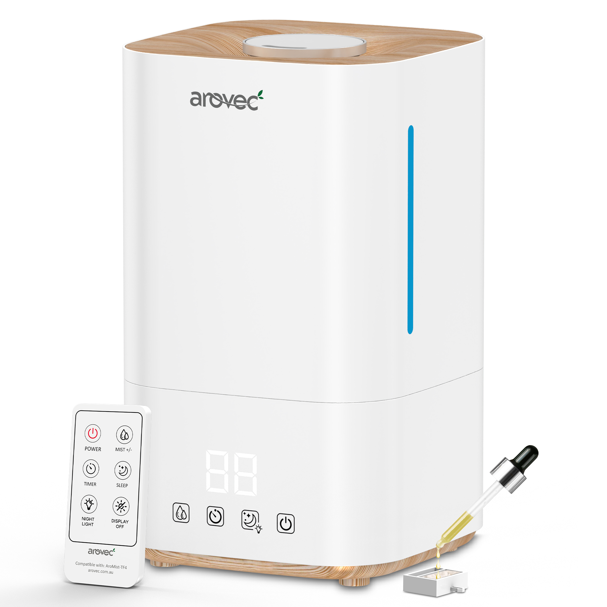 AROVEC Humidifier & Aroma Diffuser, 4L Cool Mist, 30 m² for Bedroom