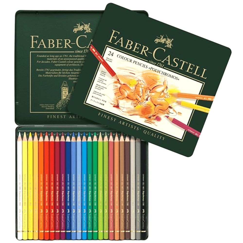 Faber-Castell 24 Polychromos Artist Colour Colouring Pencils Tin Set