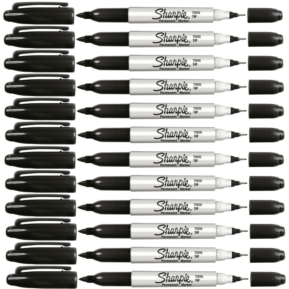 Sharpie Box 12 Permanent Marker Twin Tip 1.0mm/0.3mm (Black)