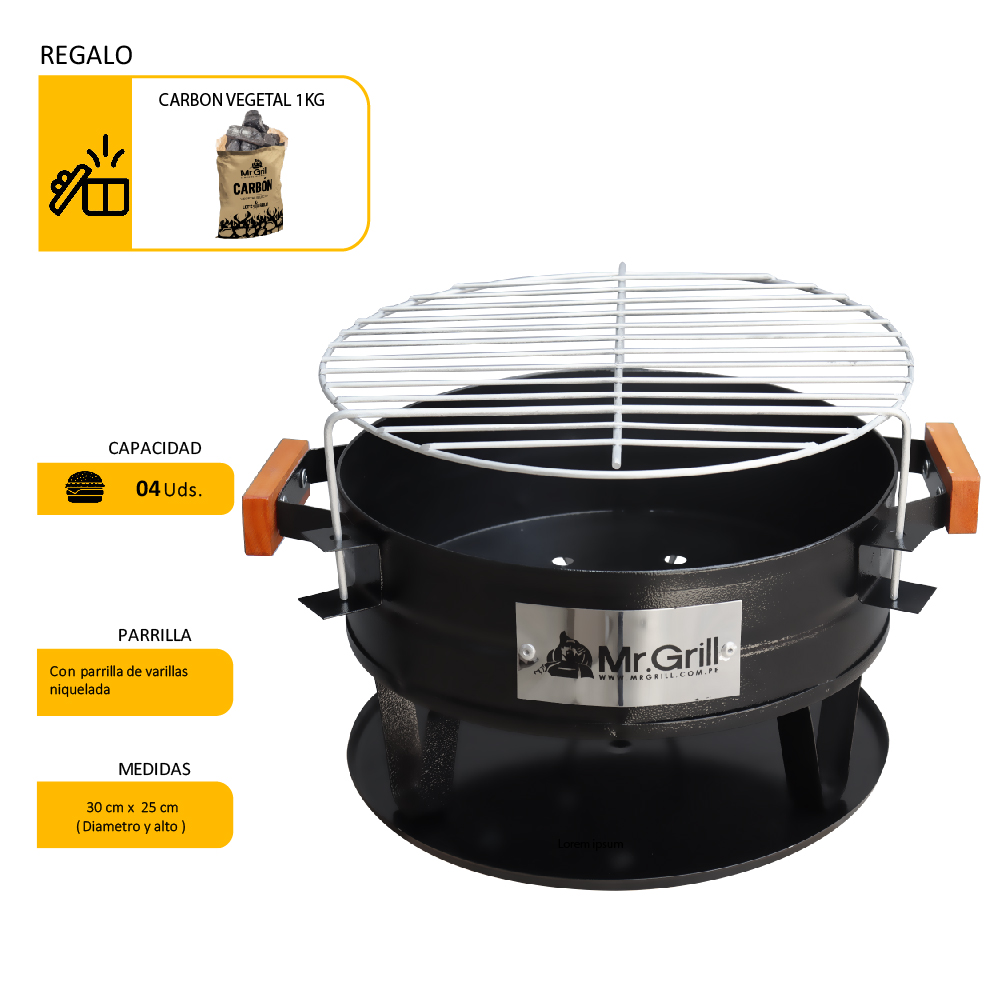 PARRILLA PORTATIL GRILL 300 + CARBON VEGETAL 1 KG