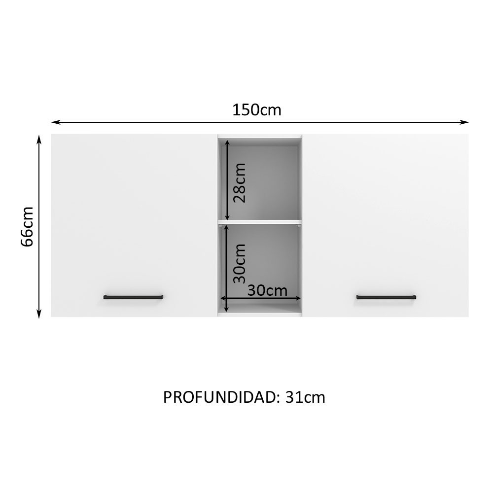 ALACENA AGATA 150 CM 2 PUERTAS 2 NICHOS CENTRALES