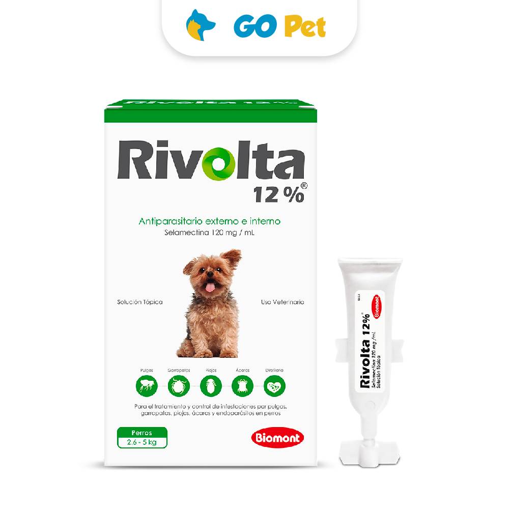 RIVOLTA 12% (2.6 - 5 KG) X 1 PIPETA - ANTIPULGAS Y ANTIPARASITARIO PARA PERROS