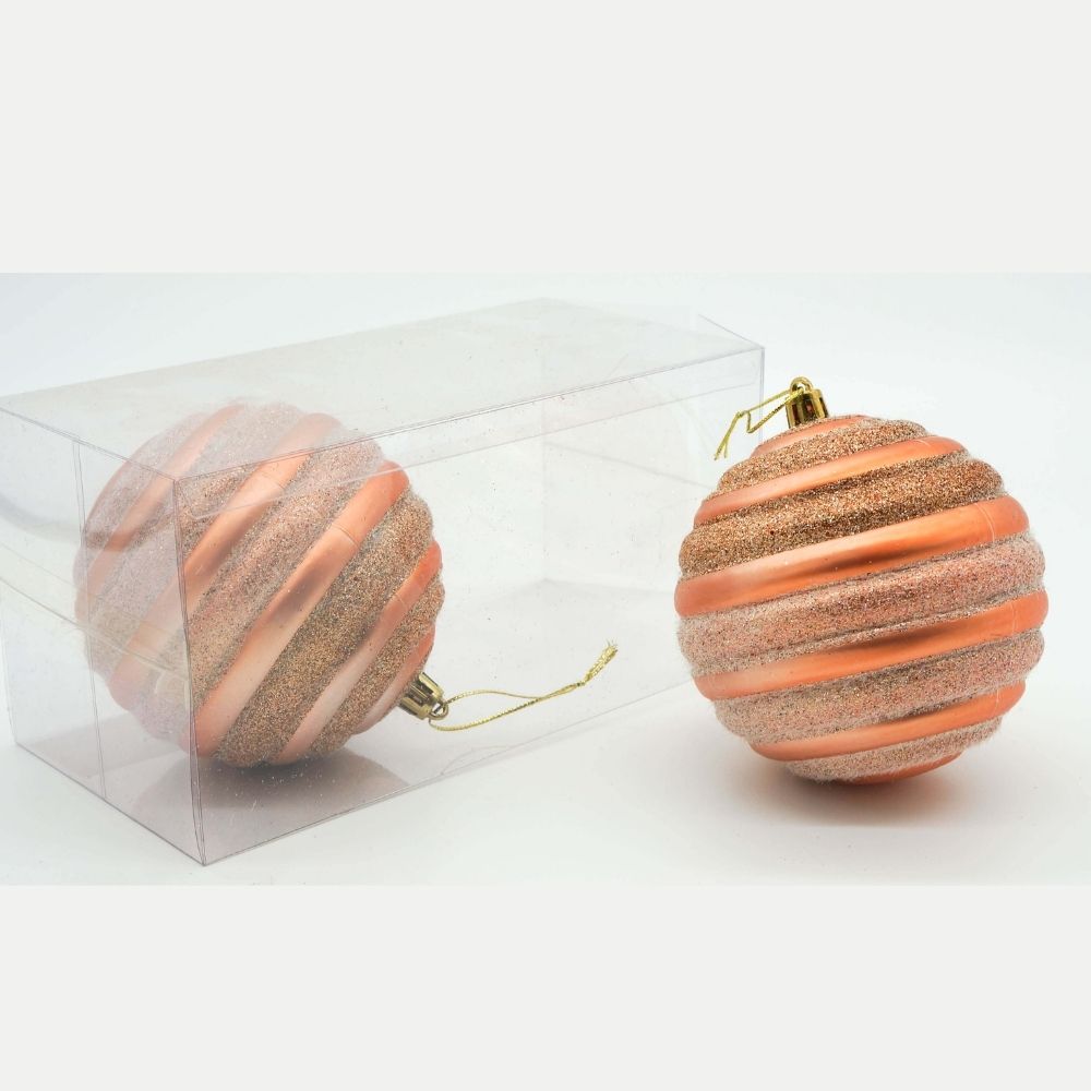 SET DE 2 BOLAS DE NAVIDAD COLOR ORO ROSADO FLORIPA - 1