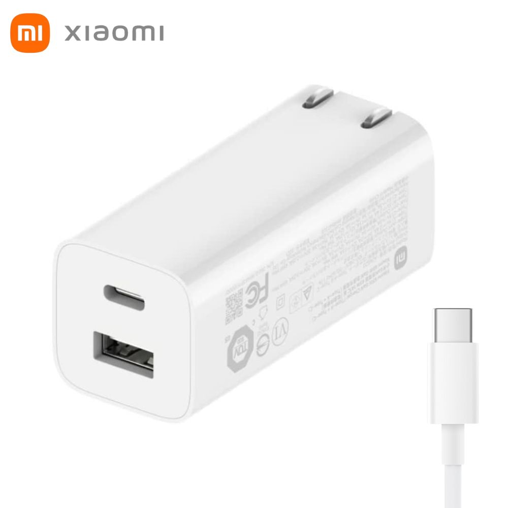 CARGADOR XIAOMI 65W GAN PARA LAPTOP USB TIPO C CARGA RÁPIDA BLANCO