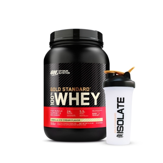 PROTEÍNA GOLD STANDARD WHEY 2LB VAINILLA + SHAKER GRATIS - OPTIMUM NUTRITION