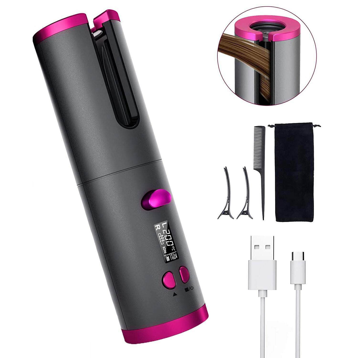 Lenoxx Cordless Portable Ceramic Automatic Hair Curler