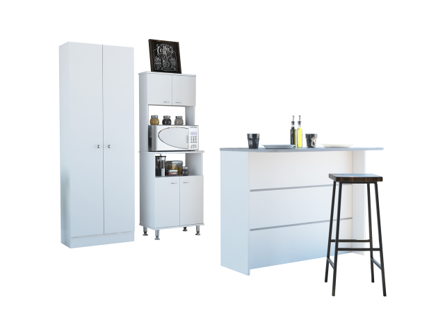 TUHOME MUEBLE COCINA 54 + BARRA DE COCINA + OPTIMIZADOR - BLANCO