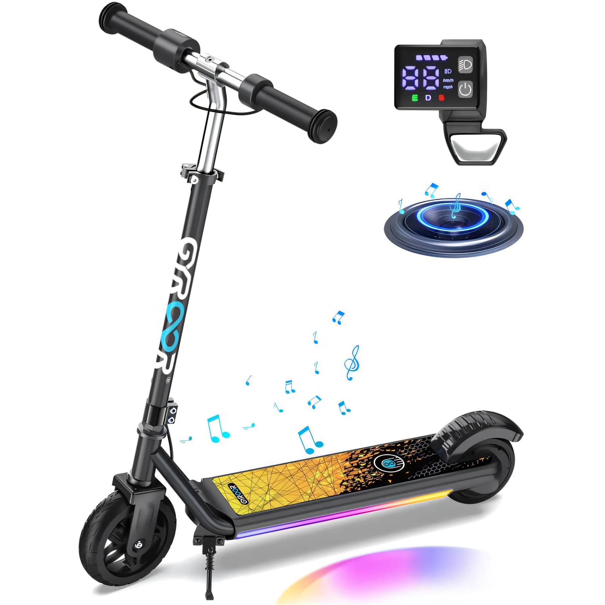 GYROOR H30 Max Kids Electric Scooter With Bluetooth Beats (Black)