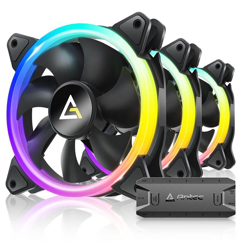 Antec Neon 12 ARGB PWM 120mm Case Fan with ARGB Controller - 3 Pack (Neon 120 ARGB_3PK)