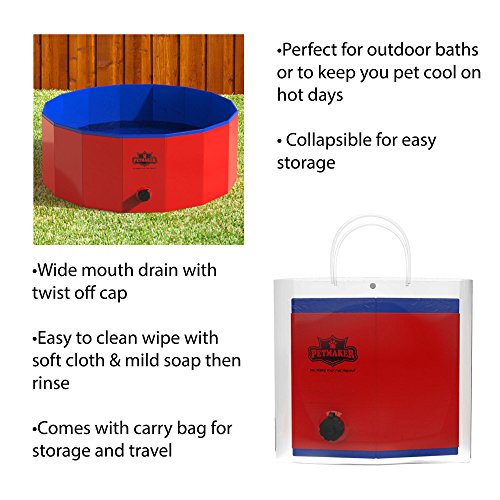 PISCINA PORTÁTIL PARA PERROS PETMAKER DE 30.5' DE DIÁMETRO PLEGABLE CON BOLSA DE TRANSPORTE - PISCINA PEQUEÑA