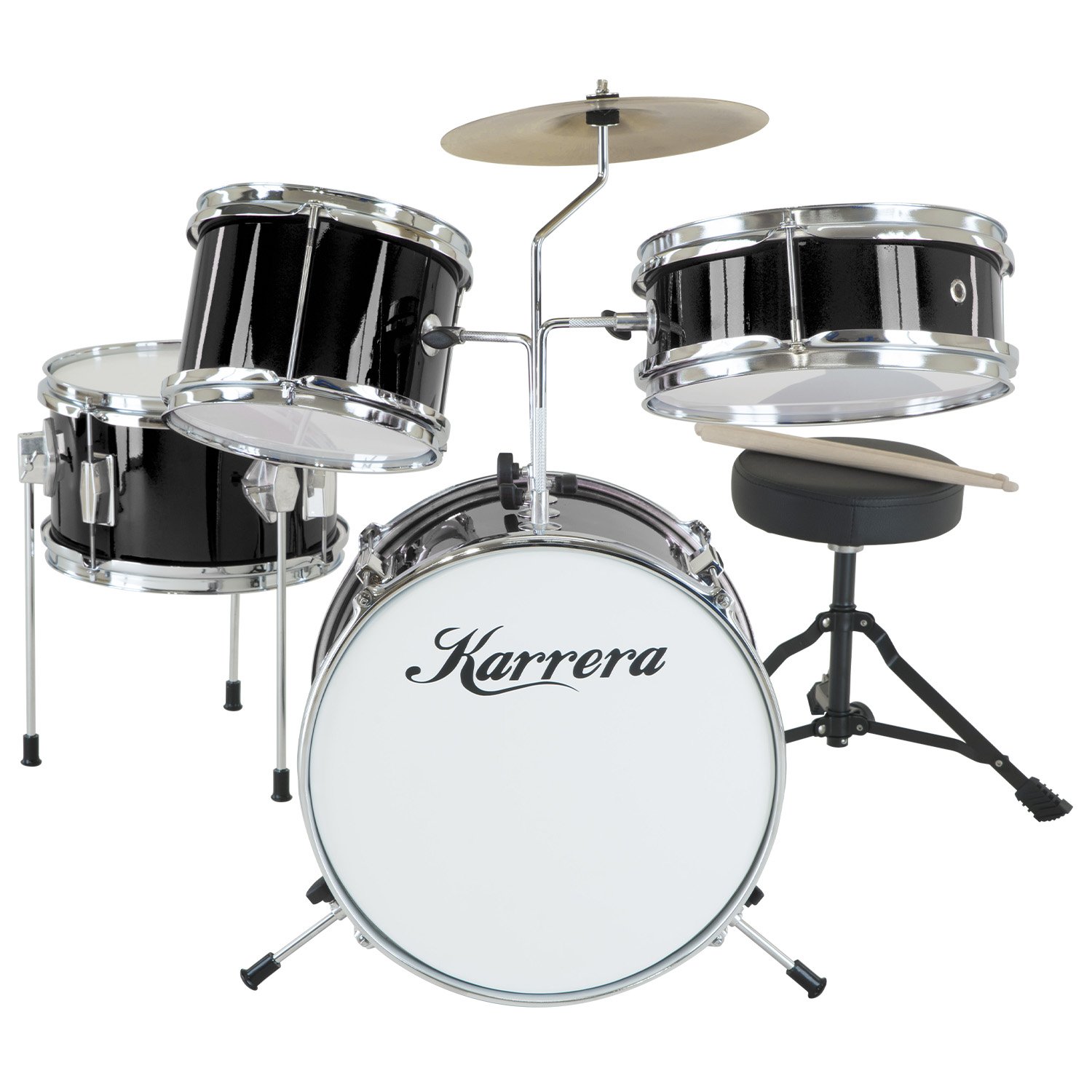 Karrera Childrens 4-Piece Drum Kit (Black)