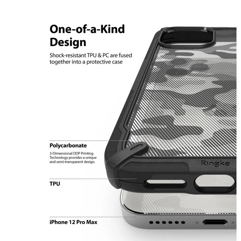 CASE RINGKE FUSION X PARA IPHONE 12 PRO MAX - NEGRO CAMUFLADO