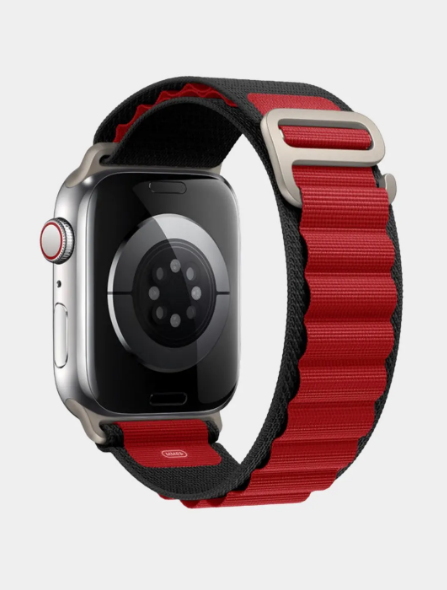 CORREA  NYLON PARA APPLE WATCH 49 MM NEGRO/ROJO