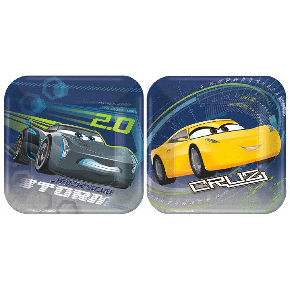 Cars 3 7-inch Square Plates &lbrack;8 Per Package&rsqb;