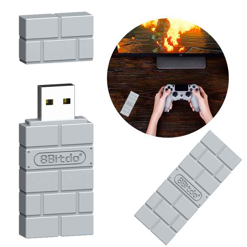 ADAPTADOR 8BITDO INALÁMBRICO BLUETOOTH GRIS