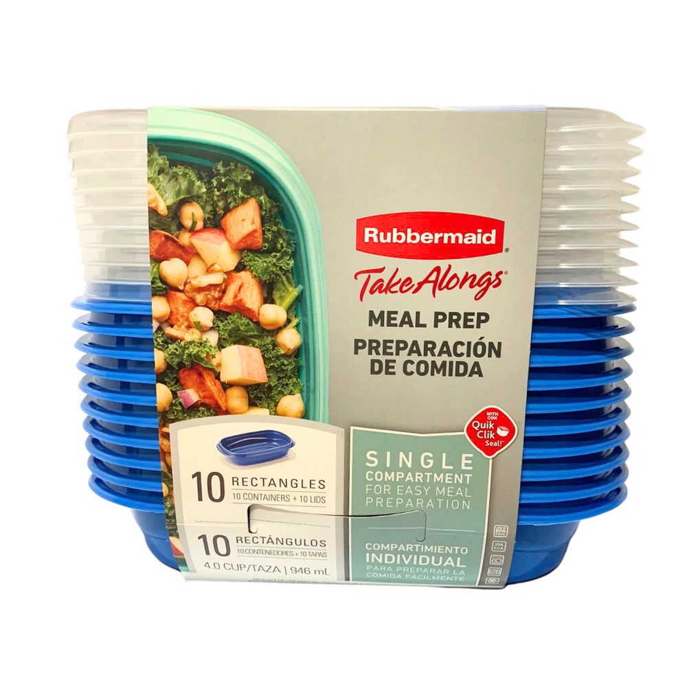 10 RECIPIENTES CON DIVISIONES 887ML - AZUL -  RUBBERMAID