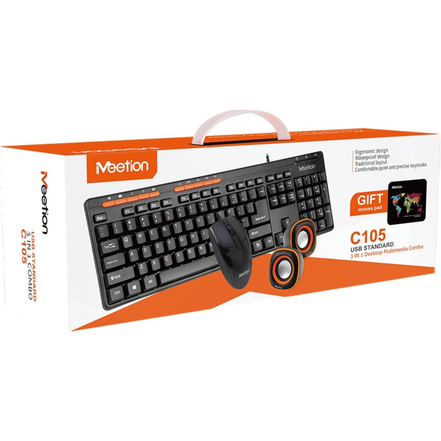 KIT OFFICE TECLADO MOUSE SPEAKERS PAD MEETION C105