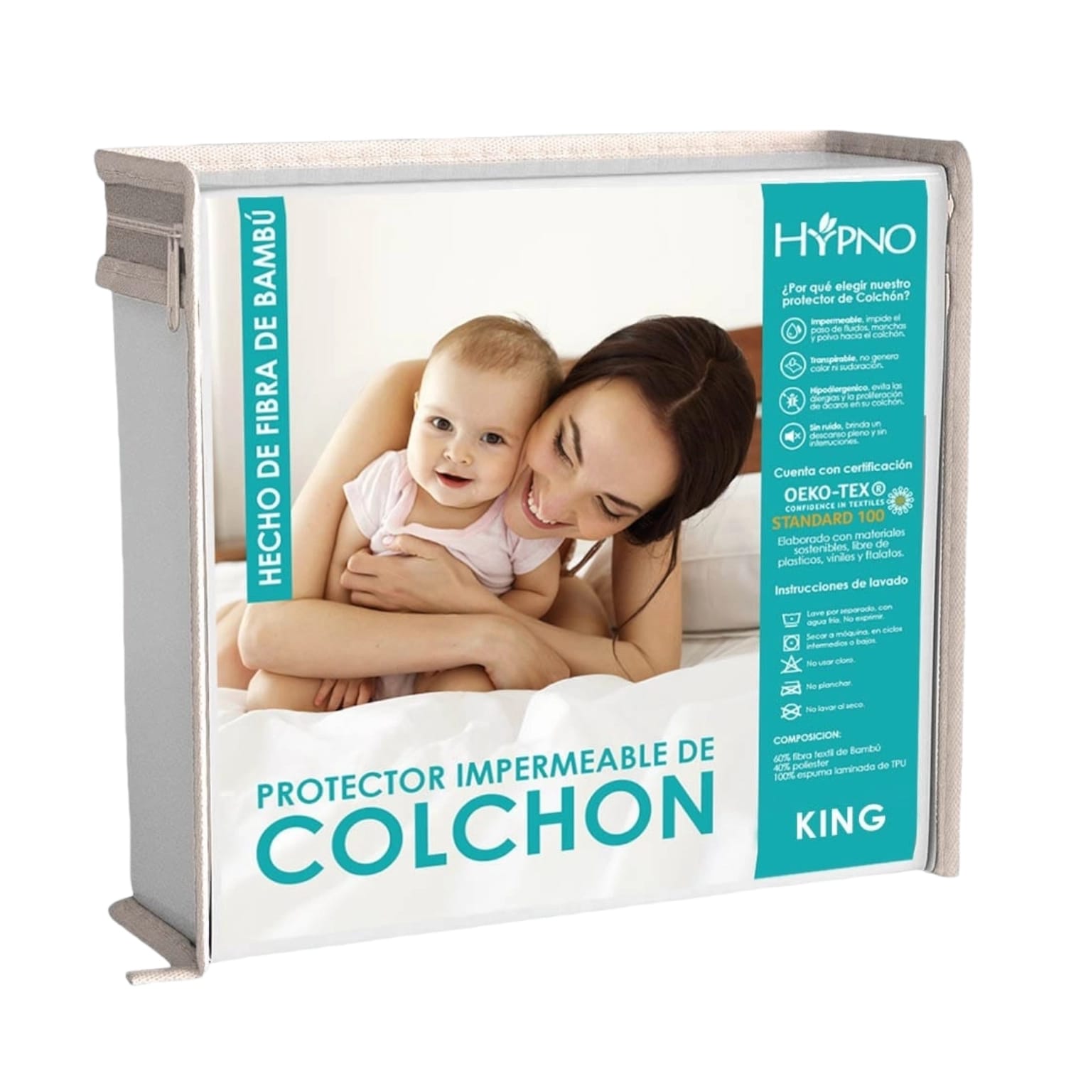 PROTECTOR DE COLCHON IMPERMABLE KING AMOLDABLE DE BAMBU