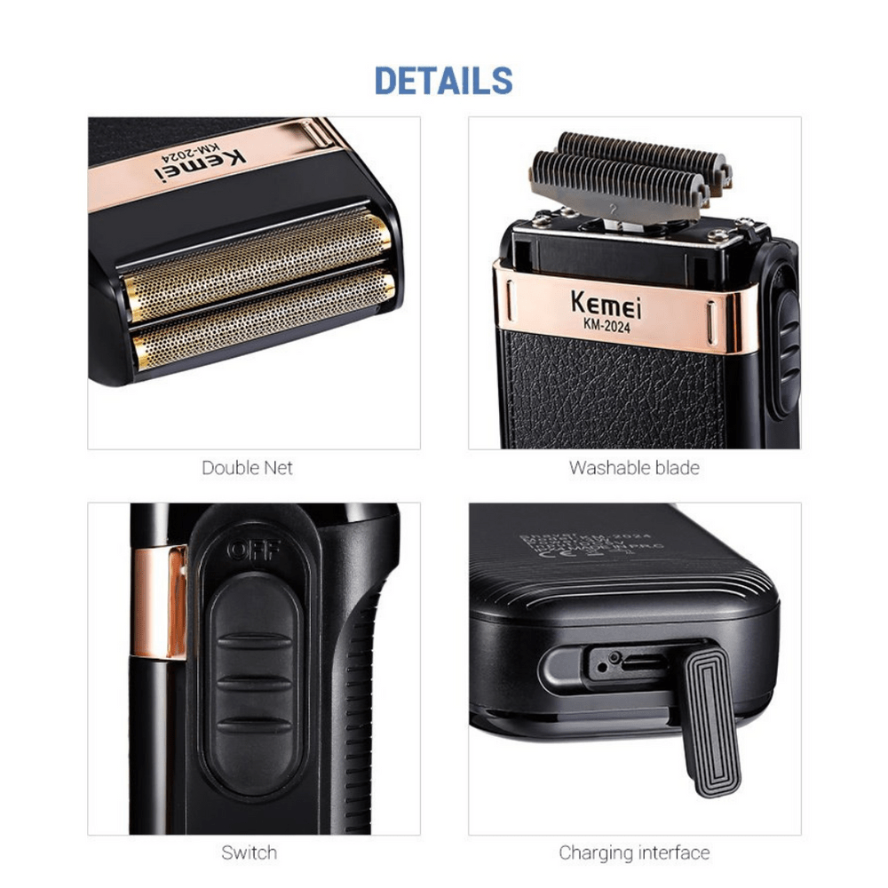 AFEITADORA ELÉCTRICA KEMEI KM-2024 SHAVING RAZOR PORTATIL