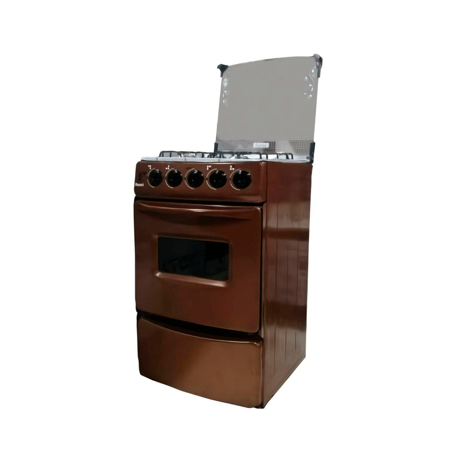 COCINA FADIC CON TAPA DE VIDRIO Y HORNO SAMI 4H COBRE