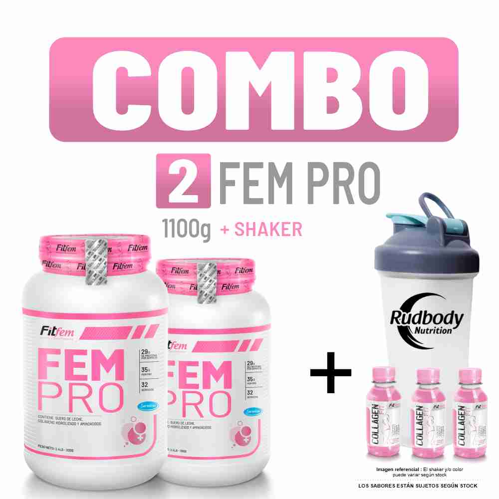 COMBO FITFEM - 2 FEM PRO 1.100 KG. CHOCOLATE + SHAKER