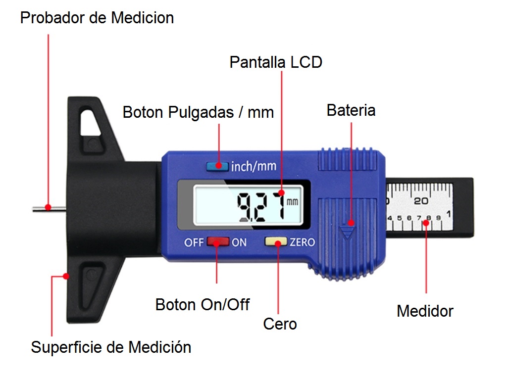 MEDIDOR DE DESGASTE NEUMATICO PROFUNDIMETRO